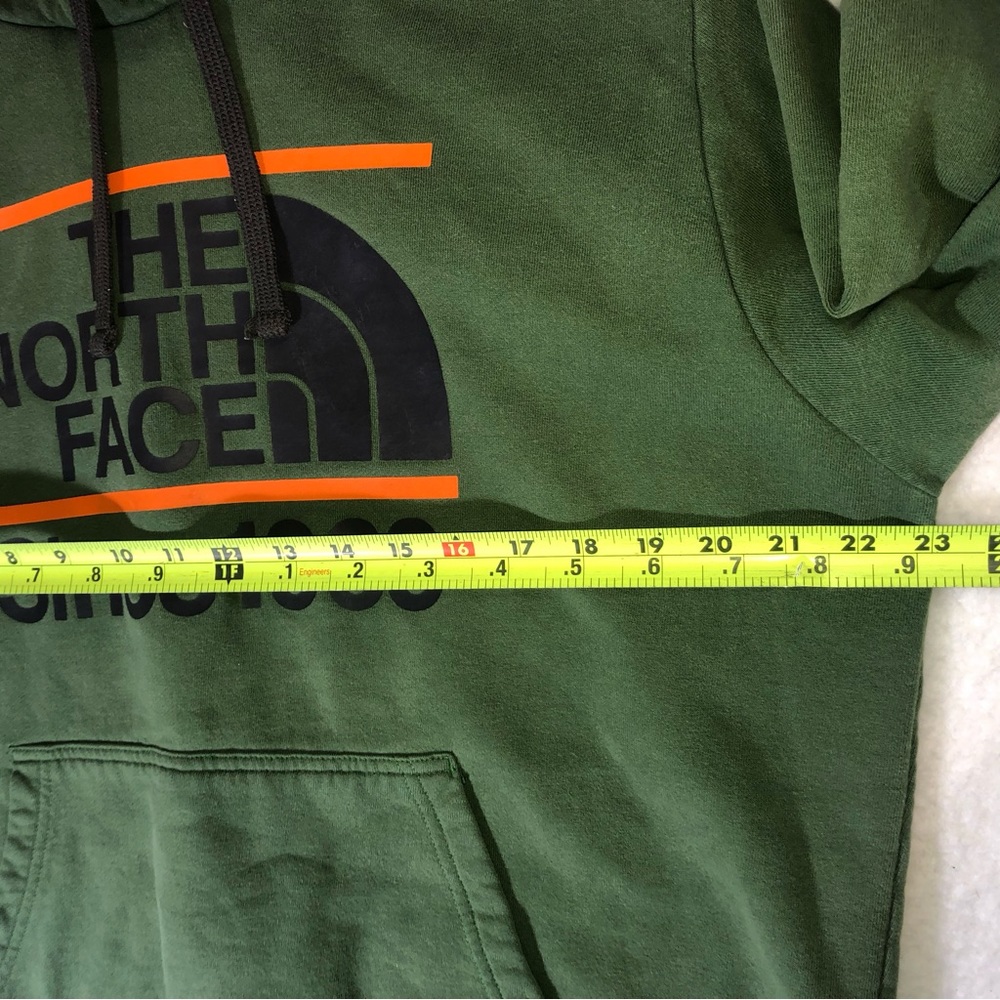 The North Face logo Fleece Hoody Sweatshirt men’s  L Green Half Dome gorp hike - Picture 7 of 11
